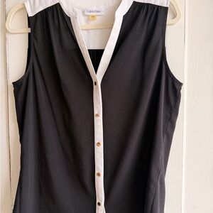 Calvin Klein Sleeveless Black and White Blouse